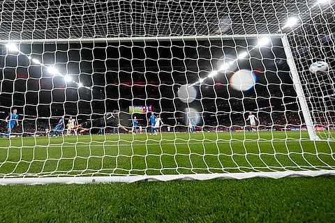 UEFA Nations League, England vs Finland: England's Harry Kane, third from left, scores his side's second goal 